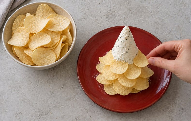 Árbol de Navidad con patatas fritas: paso 6