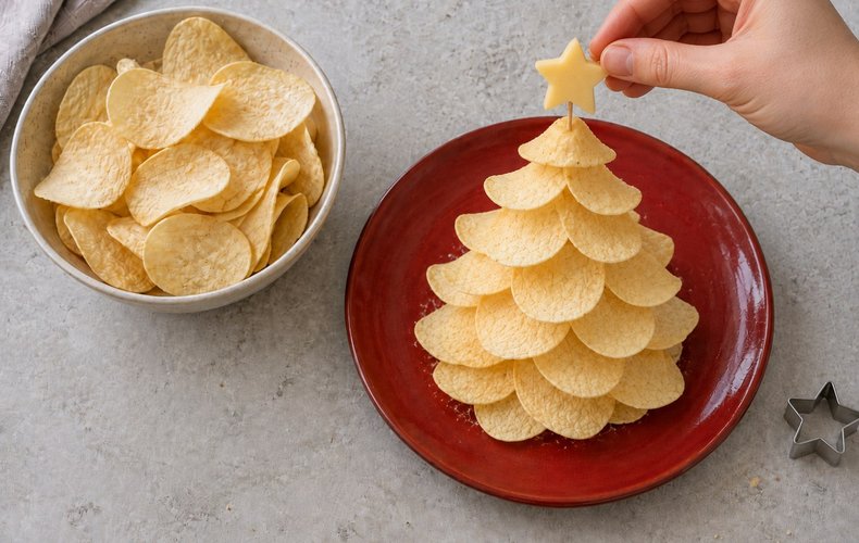 Árbol de Navidad con patatas fritas: paso 7
