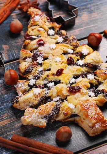 Receta Árbol de Navidad de hojaldre, mermelada y canela