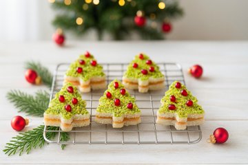 Receta Arbolitos de Navidad de sándwich con salmón y pistacho