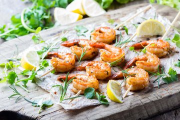 Receta Brochetas de langostinos