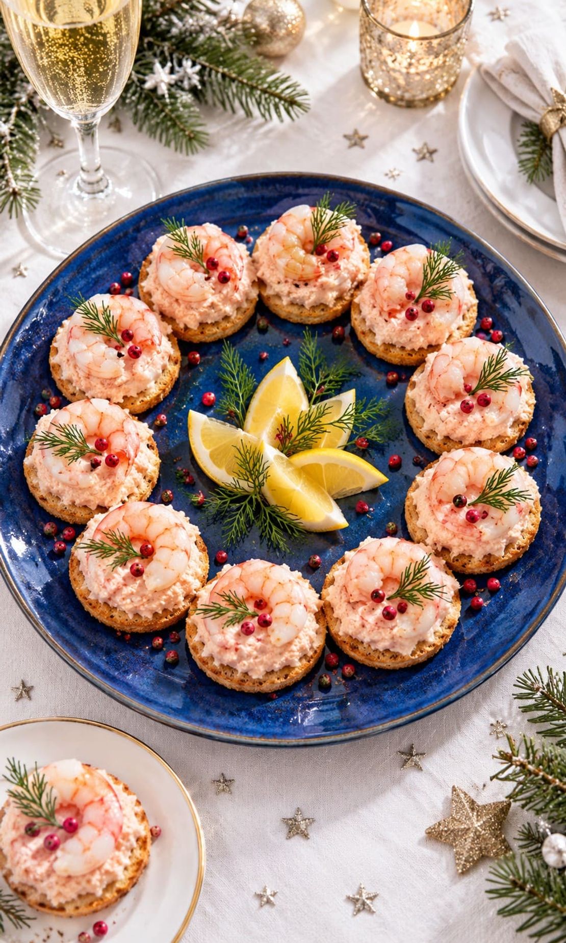 Canapés de gambas y crema de salmón