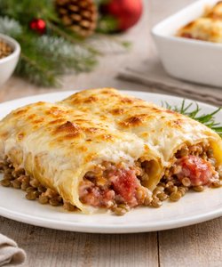 Receta Canelones de lentejas y cotechino