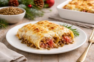 Receta Canelones de lentejas y cotechino
