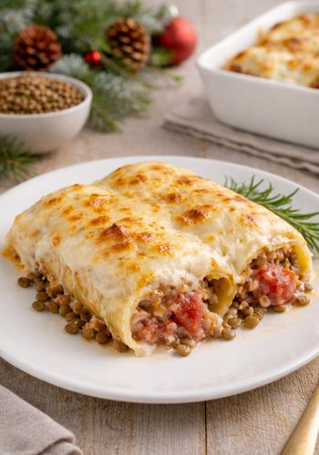 Receta Canelones de lentejas y cotechino