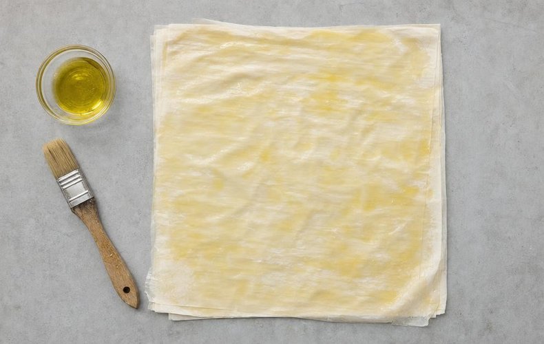 Cestitas de pasta filo con calabaza, speck y taleggio: paso 6