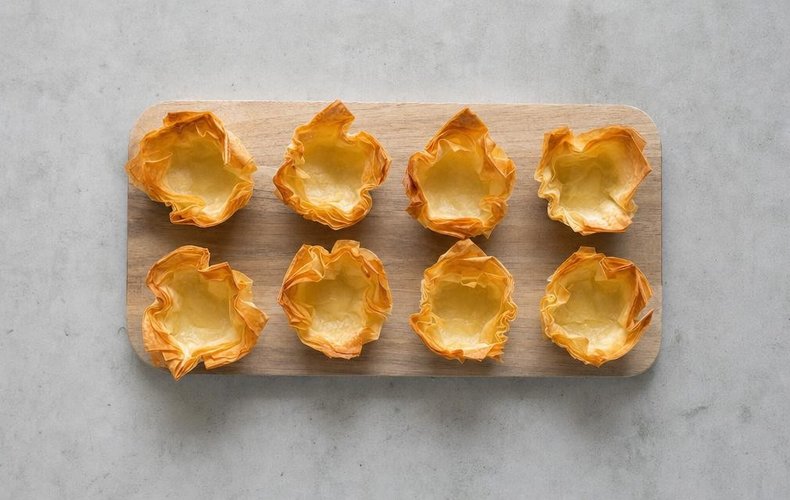 Cestitas de pasta filo con calabaza, speck y taleggio: paso 8