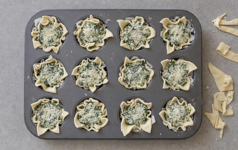 Cestitas de hojaldre con ricotta y espinacas: paso 3