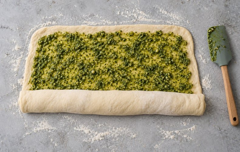 Corona de pan con pesto: paso 5