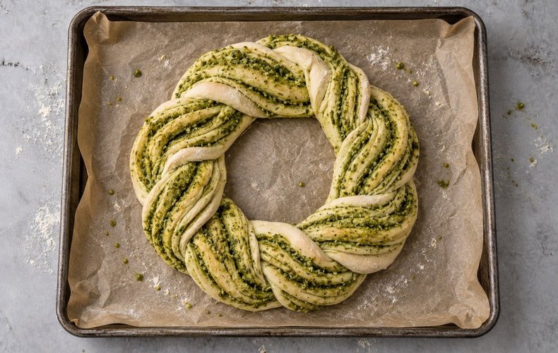 Corona de pan con pesto: paso 7