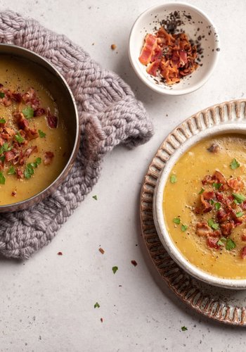Receta Crema de lentejas y bacon crujiente