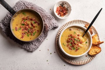Receta Crema de lentejas y bacon crujiente