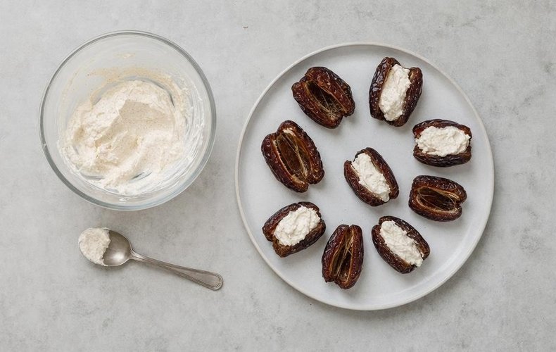 Dátiles rellenos de ricotta y almendras: paso 3