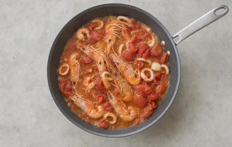 Espaguetis allo scoglio: paso 3