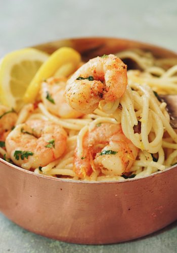 Receta Espaguetis al limón con gambas