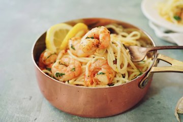 Receta Espaguetis al limón con gambas