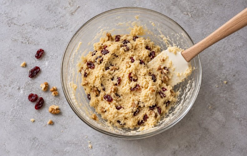 Galletas de nueces y arándanos: paso 2