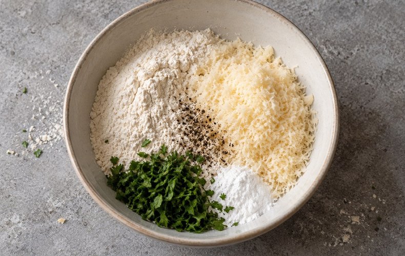 Galletas saladas de parmesano: paso 1