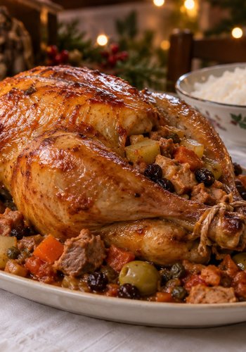 Receta Gallina rellena navideña
