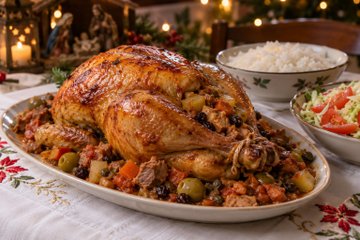 Receta Gallina rellena navideña