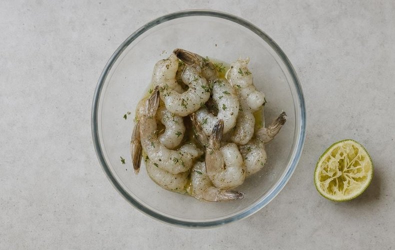 Gambas con lima y bacon: paso 2