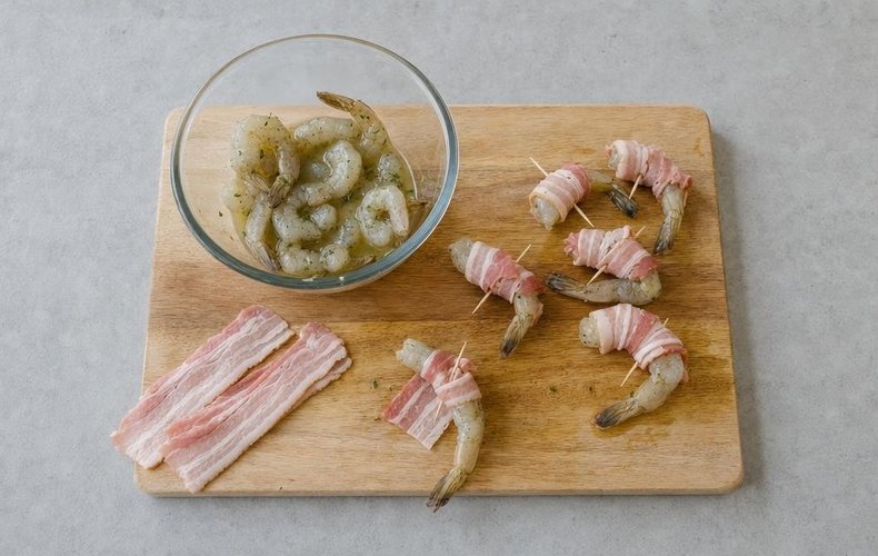 Gambas con lima y bacon: paso 3