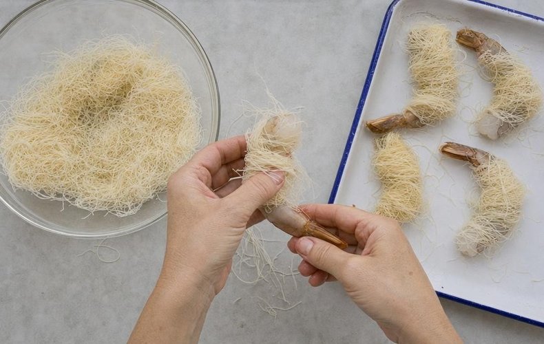 Langostinos en pasta kataifi: paso 3