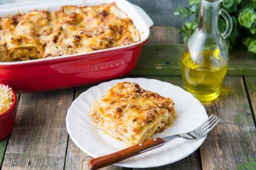 Receta Lasaña con ragú de carne y col