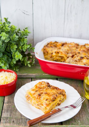 Receta Lasaña con ragú de carne y col