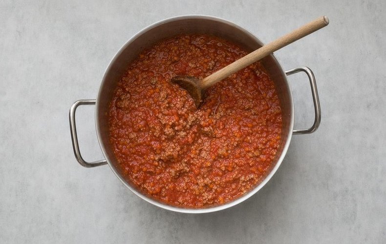 Lasaña con ragú de salchicha: paso 4
