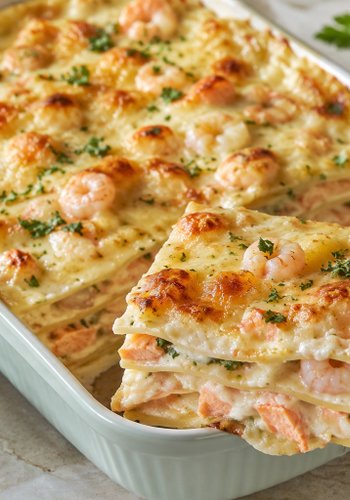 Receta Lasaña de salmón y gambas