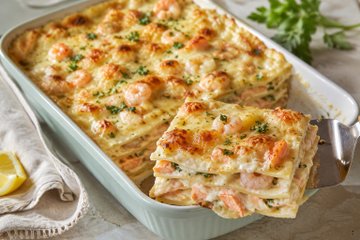 Receta Lasaña de salmón y gambas