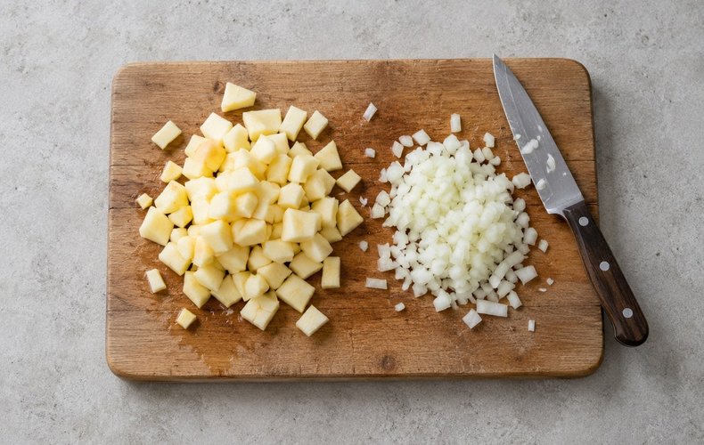 Lasaña integral con manzana y gorgonzola: paso 1