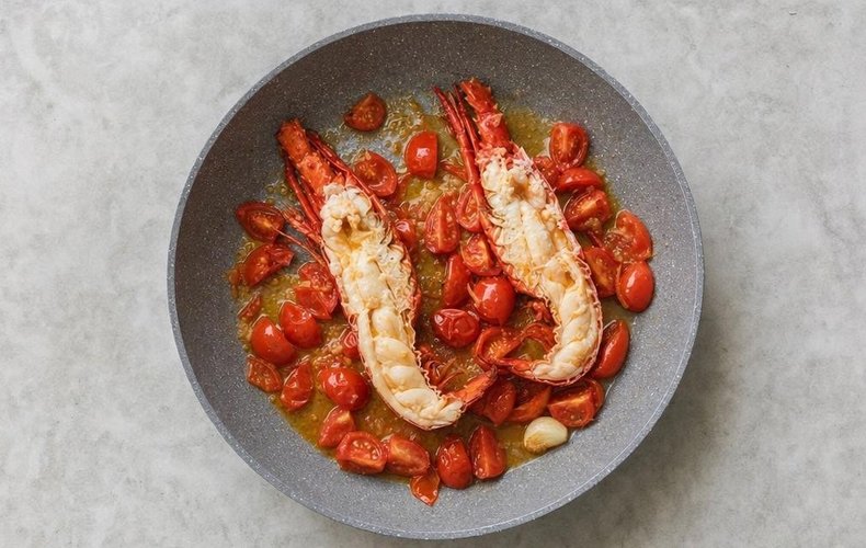 Linguine con bogavante: paso 2