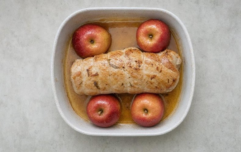 Lomo de cerdo con manzanas: paso 4