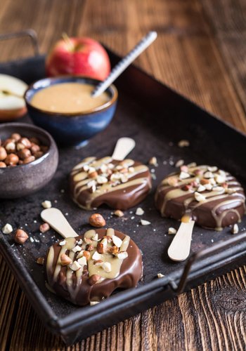 Receta Manzanas con chocolate y caramelo
