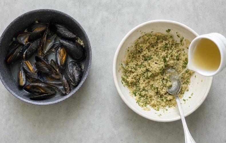 Mejillones gratinados: paso 2