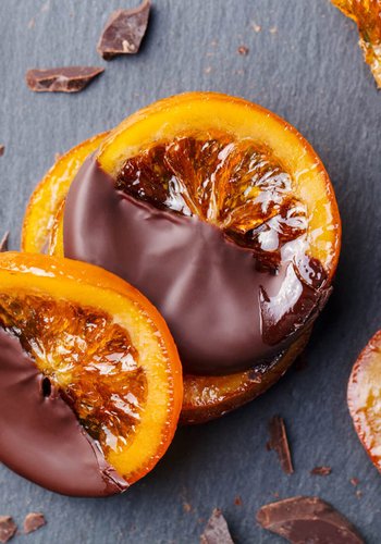 Receta Naranjas confitadas con chocolate