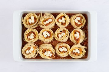 Nidos de tagliatelle al horno: paso 5