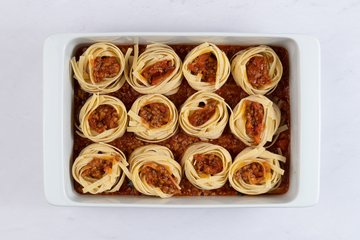 Nidos de tagliatelle al horno: paso 5
