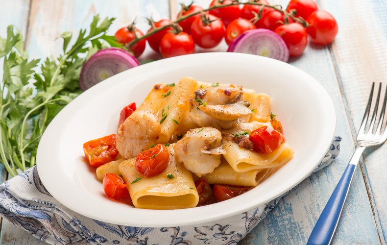 Receta de paccheri con vieiras