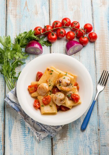 Receta Paccheri con vieiras