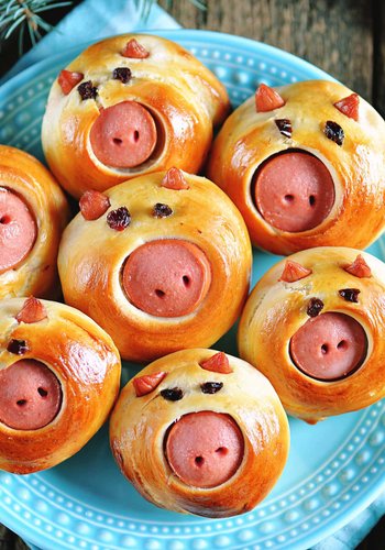 Receta Panecillos cerditos con salchichas