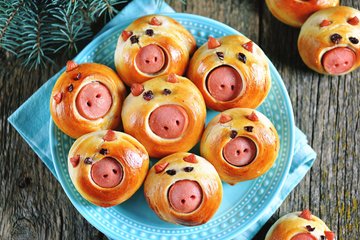 Receta Panecillos cerditos con salchichas