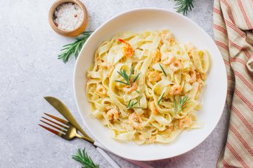 Receta Tagliatelle cremosas con nata y gambas