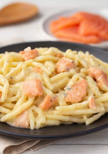 Receta Pasta a los cuatro quesos con salmón