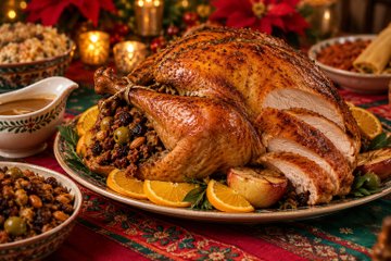 Receta Pavo navideño relleno de picadillo