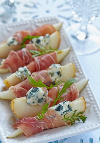 Receta Peras con gorgonzola y jamón curado
