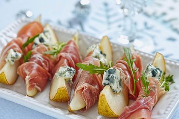 Receta Peras con gorgonzola y jamón curado