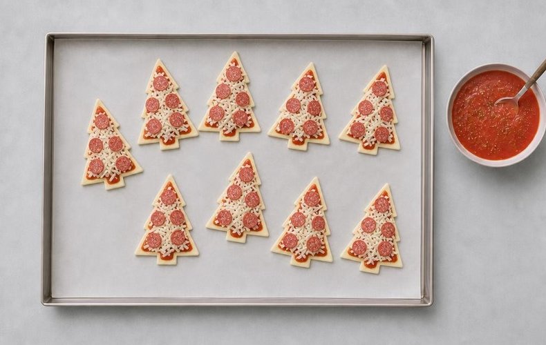 Pizzetas de Navidad en forma de árbol: paso 3